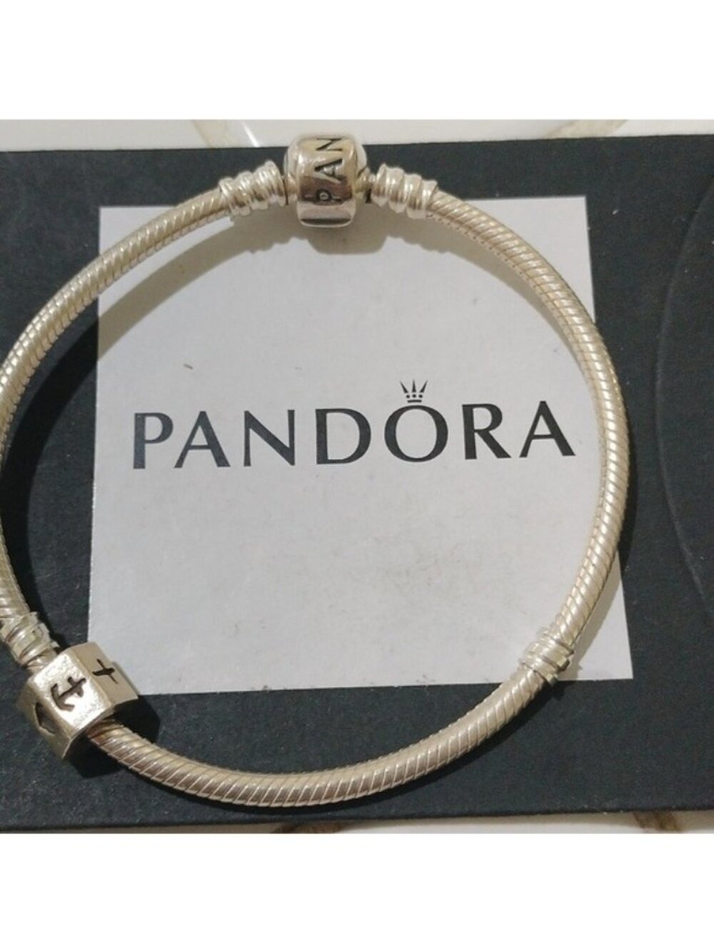 Pandora Sterling Silver 7.0" Starter Bracelet w/Faith, Hope + Love Charm 790119
